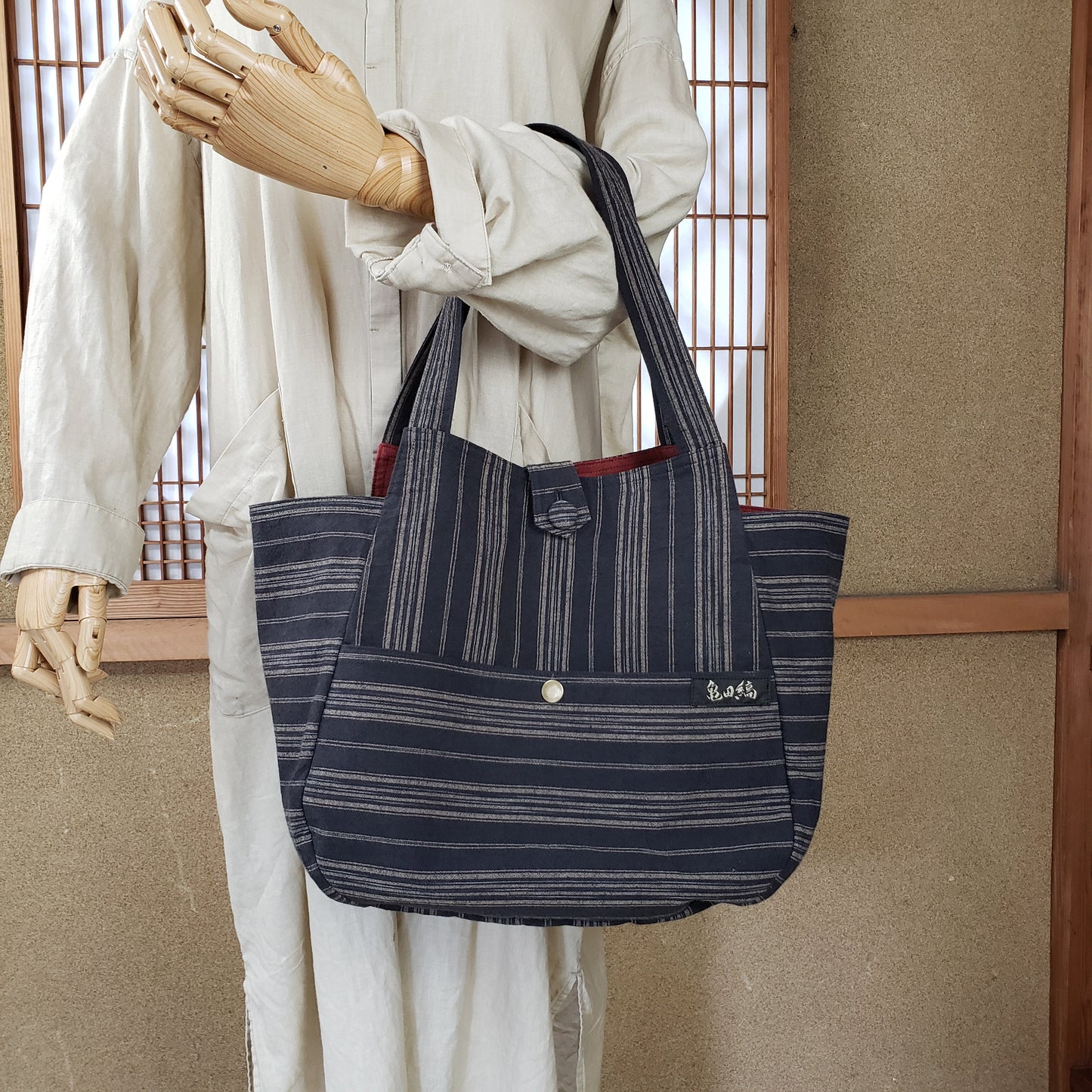 リバーシブル手さげバッグ 15とオレンジ