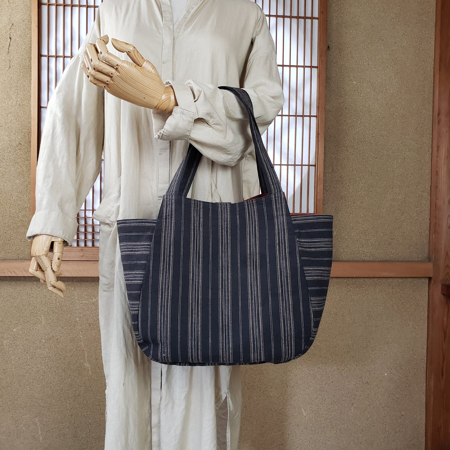 リバーシブル手さげバッグ 15とオレンジ