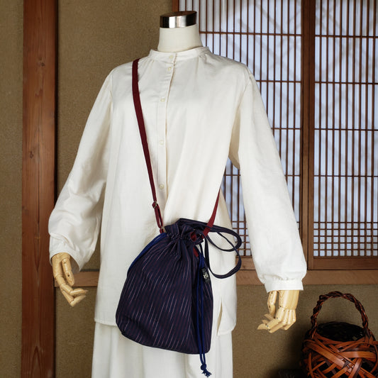 リバーシブル巾着ポシェット 24Dと赤