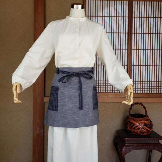 カフェエプロン 綿つむぎ うすパープル