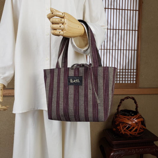 リバーシブルミニバッグ 6と無地茶