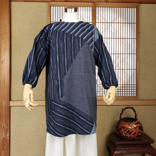 切り替えショートかっぽう着 普通地 29C&霜降り紺他