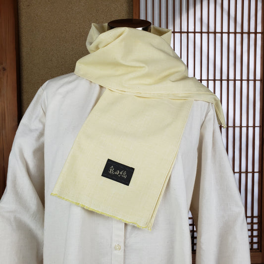 手ぬぐいマフラー 綿つむぎ イエロー