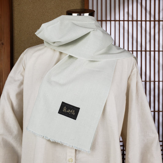 手ぬぐいマフラー 綿つむぎ グリーン