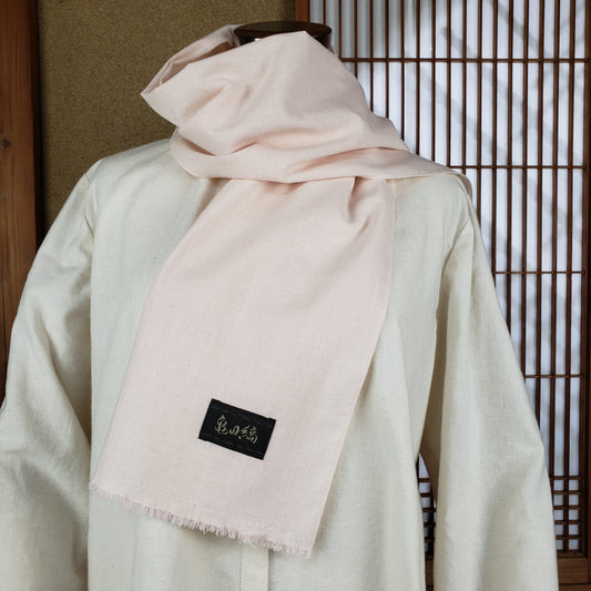 手ぬぐいマフラー 綿つむぎ ピンク