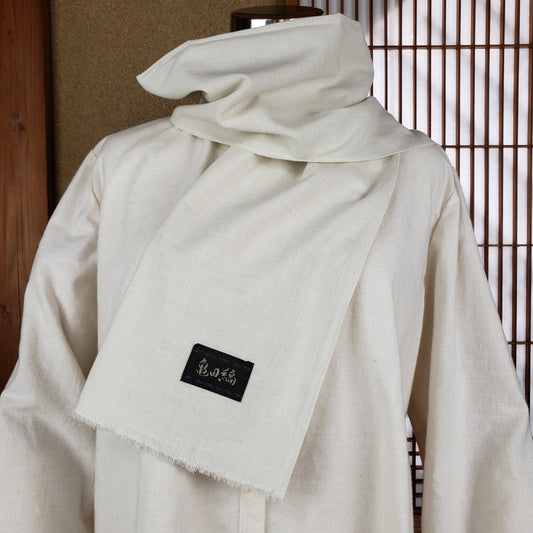 手ぬぐいマフラー 綿つむぎ ベージュ