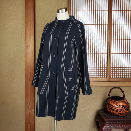 22050 ラグランリバーシブルコート 18と綿つむぎグリーン