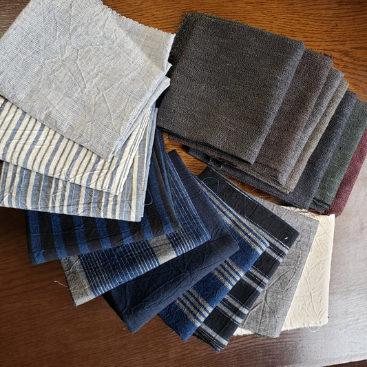 亀田縞 生地 50×50cm BL 霜降り