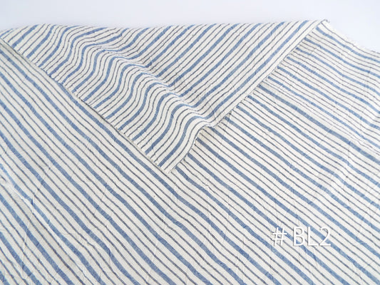 Kameda striped cotton fabric BL2 wrinkled thick fabric that goes well with jeans