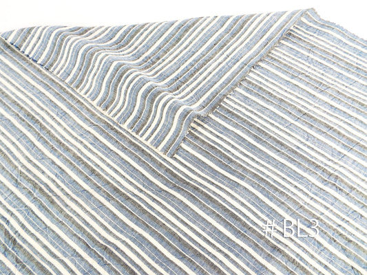 Kameda striped cotton fabric BL3 wrinkled thick fabric that goes well with jeans