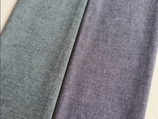 亀田縞 綿織物 普通地 無地 パープル サックス